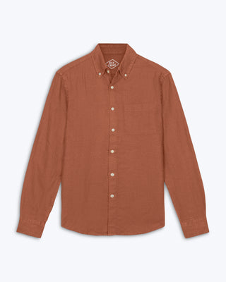 Playa Linen Button-Down Shirt - Sustainable French Linen / Faded Red Sequoia