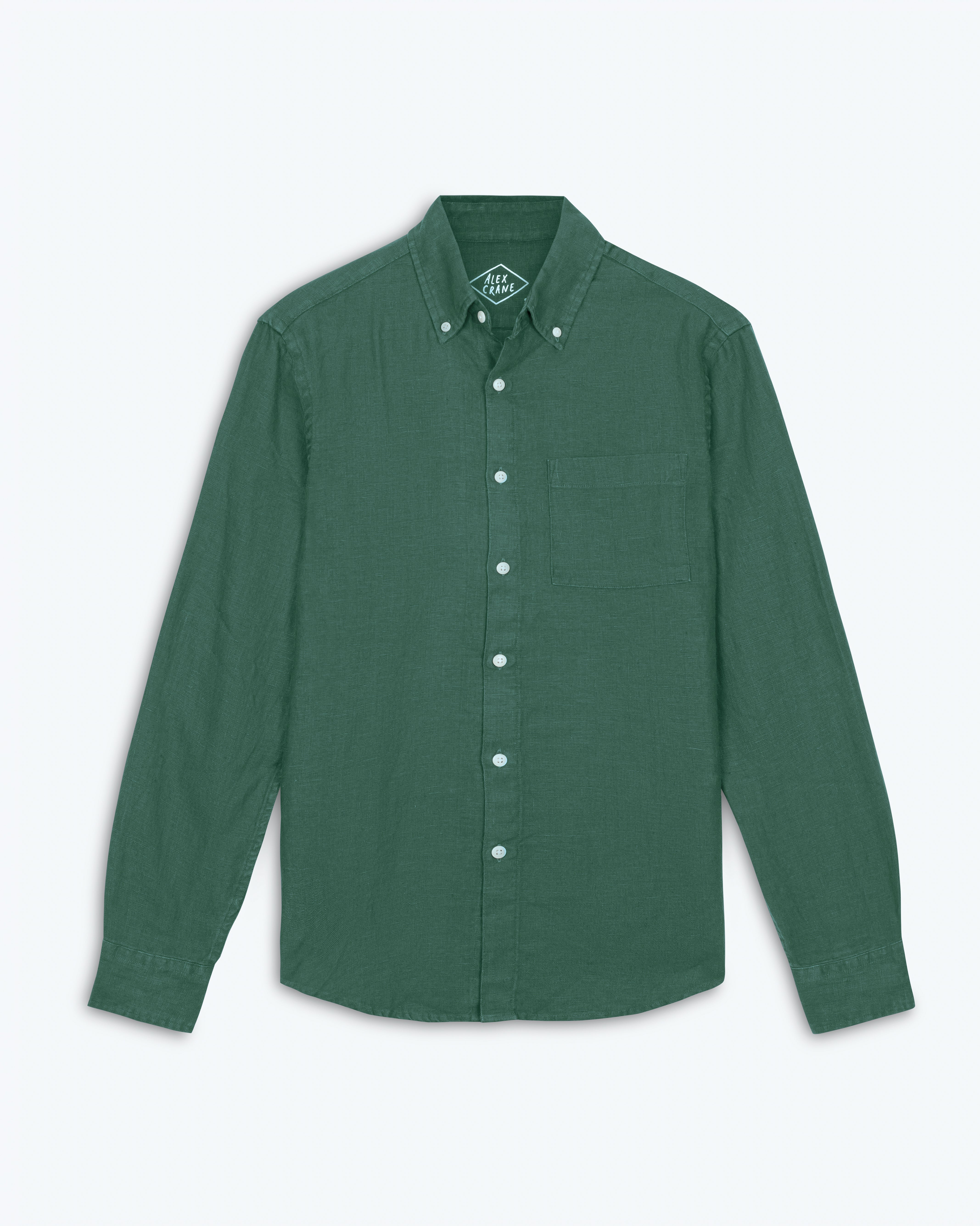 Playa Linen Button-Down Shirt - Sustainable French Linen / Forest Green Pine