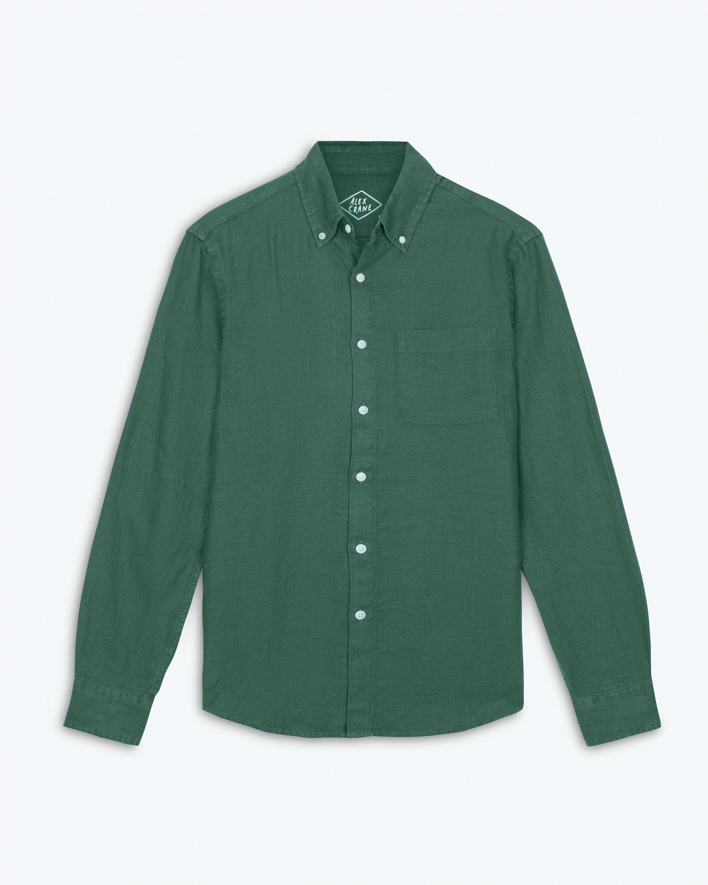 Playa Linen Button-Down Shirt - Sustainable French Linen / Forest Green Pine