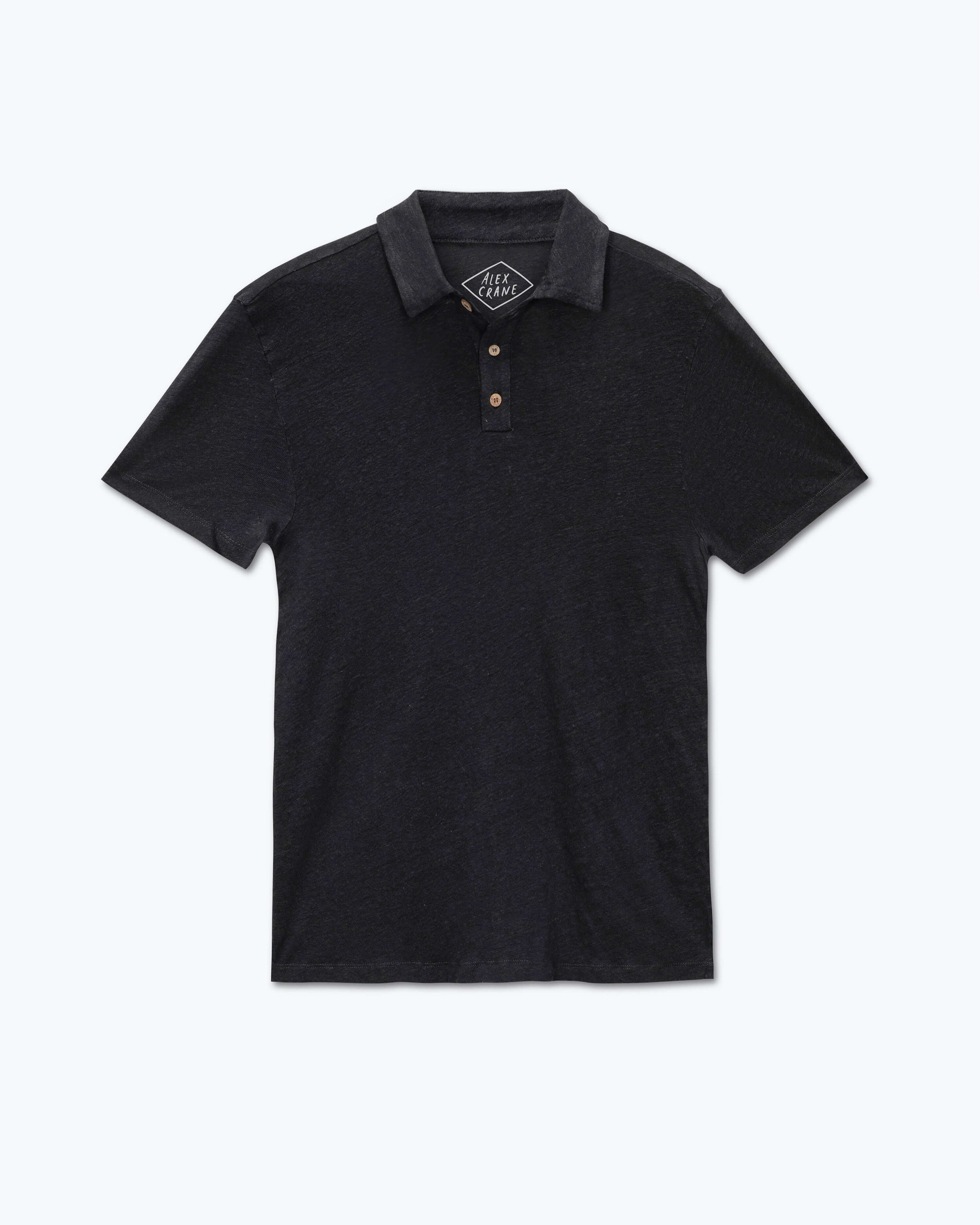 Knit Polo Linen Short Sleeve Polo - Sustainable French Linen / Black Night