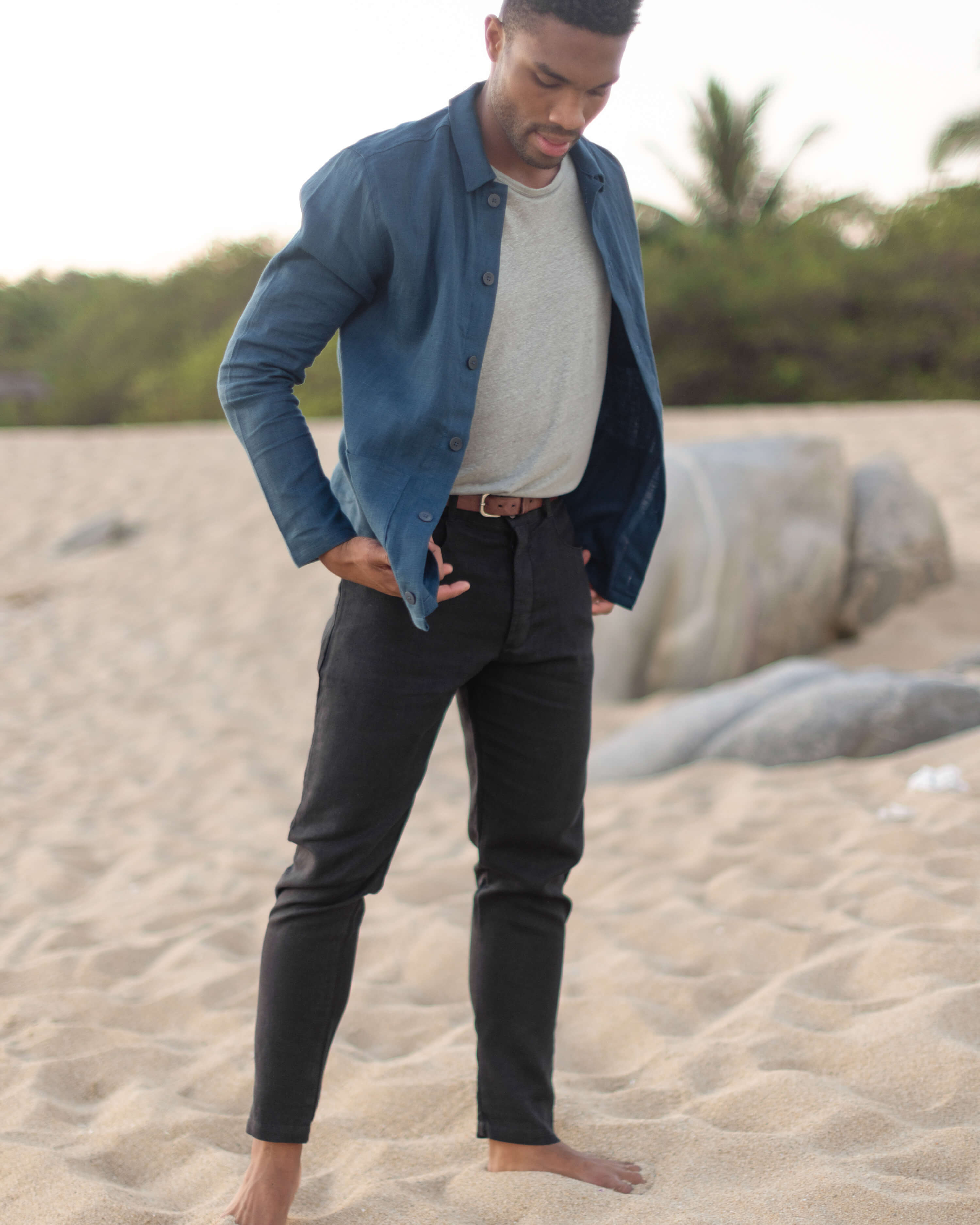 Kite Linen Chore Coat - Sustainable French Linen / Dusk Blue
