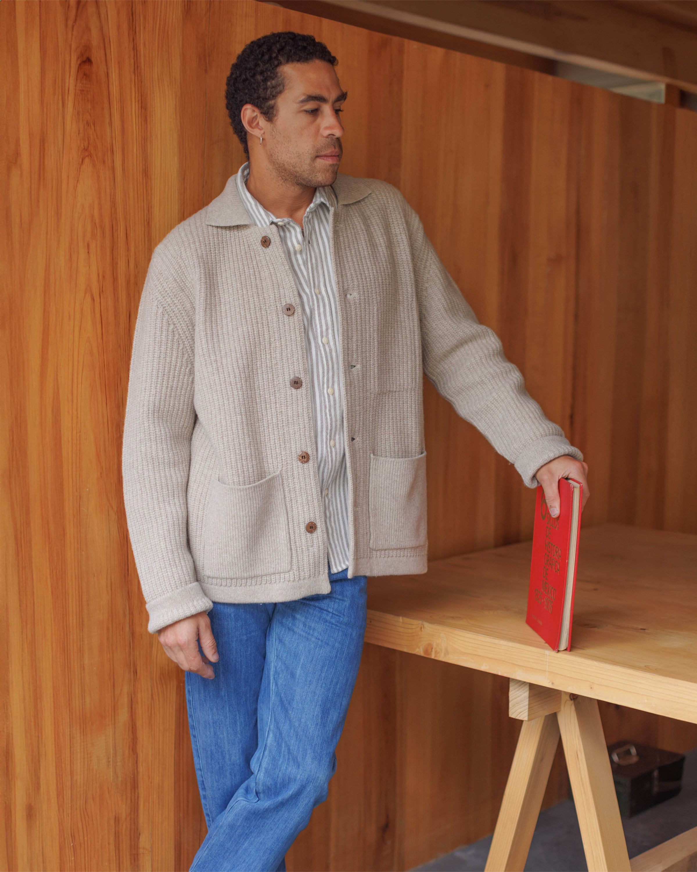 Knit Kite Heavyweight Merino Wool Jacket / Natural Bone