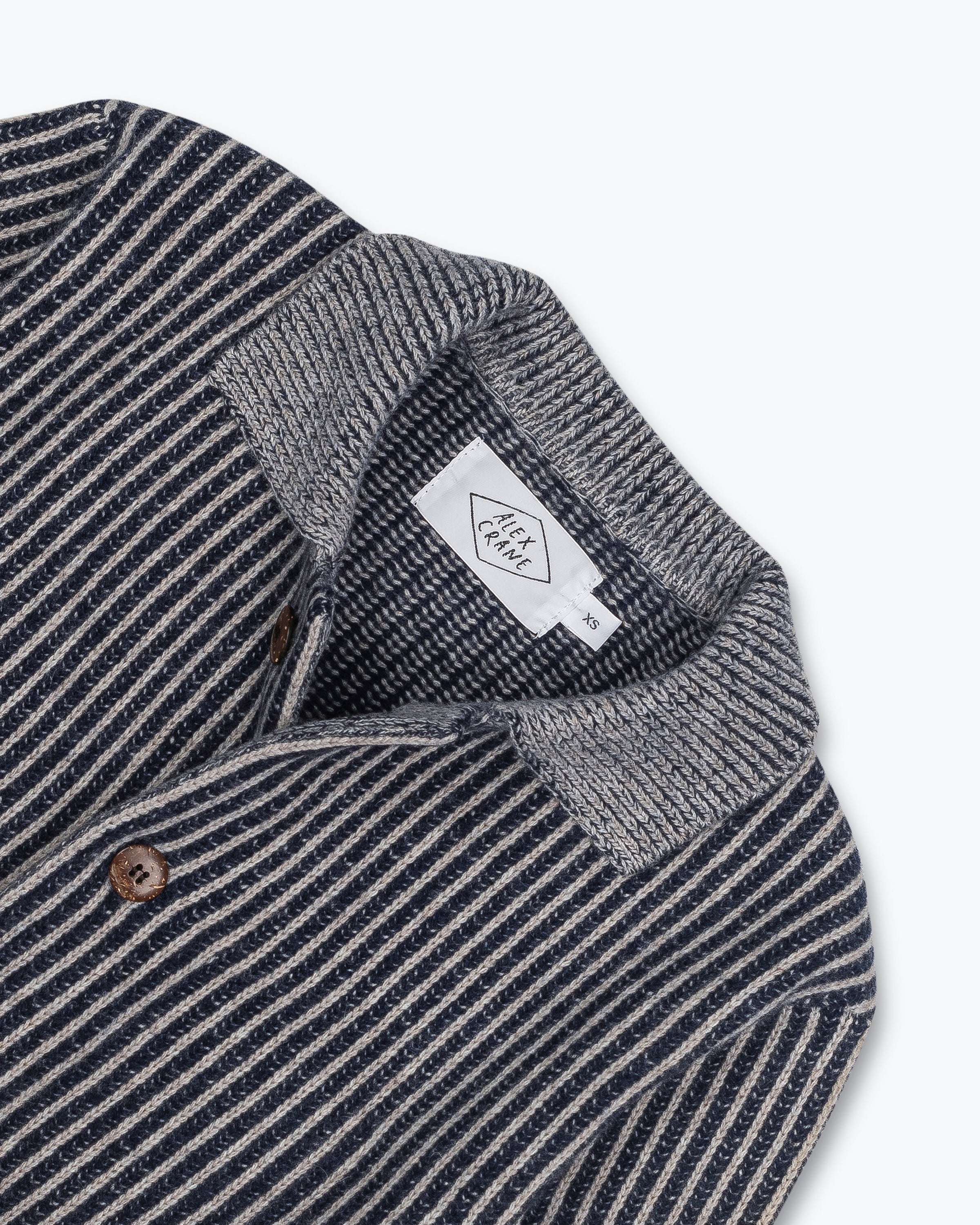 Knit Kite Heavyweight Merino Wool Jacket / Blue and White Stripe Lines