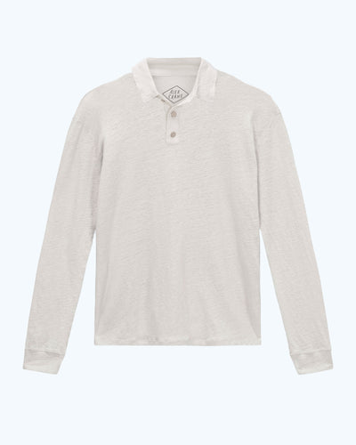 Long Sleeve Knit Polo / Bone