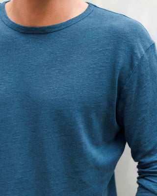 Sun Knit Linen Long Sleeve T-Shirt - Sustainable French Linen / Dusk Blue