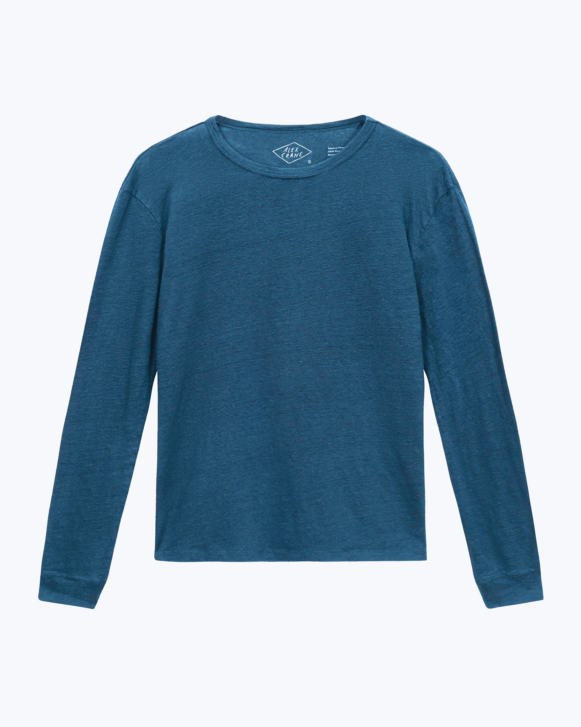 Sun Knit Linen Long Sleeve T-Shirt - Sustainable French Linen / Dusk Blue
