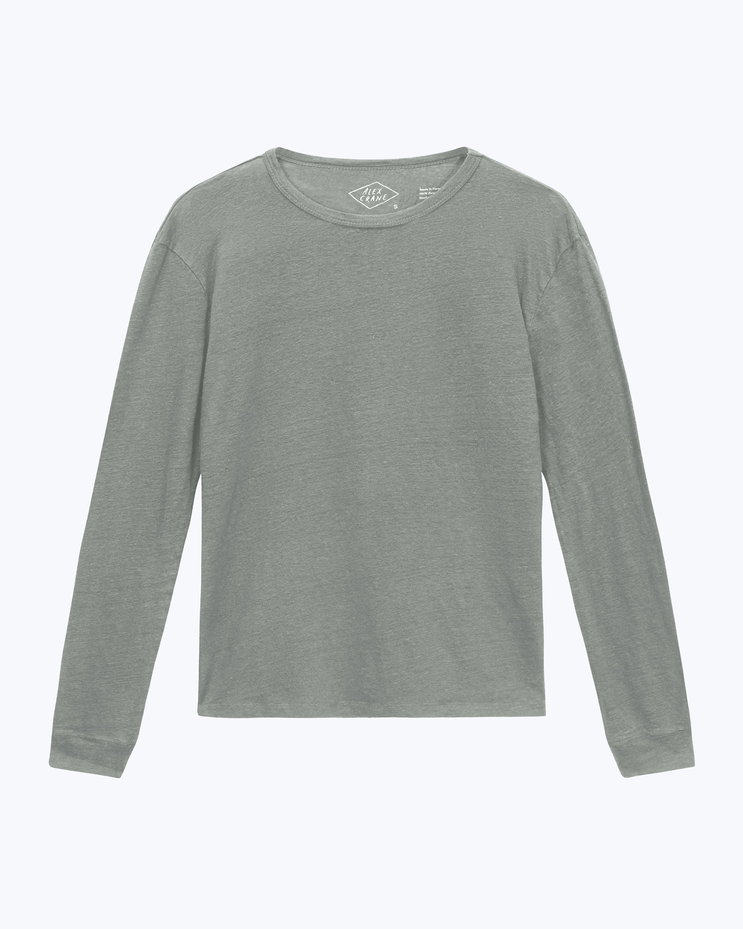 Sun Knit Linen Long Sleeve T-Shirt - Sustainable French Linen / Faded Green