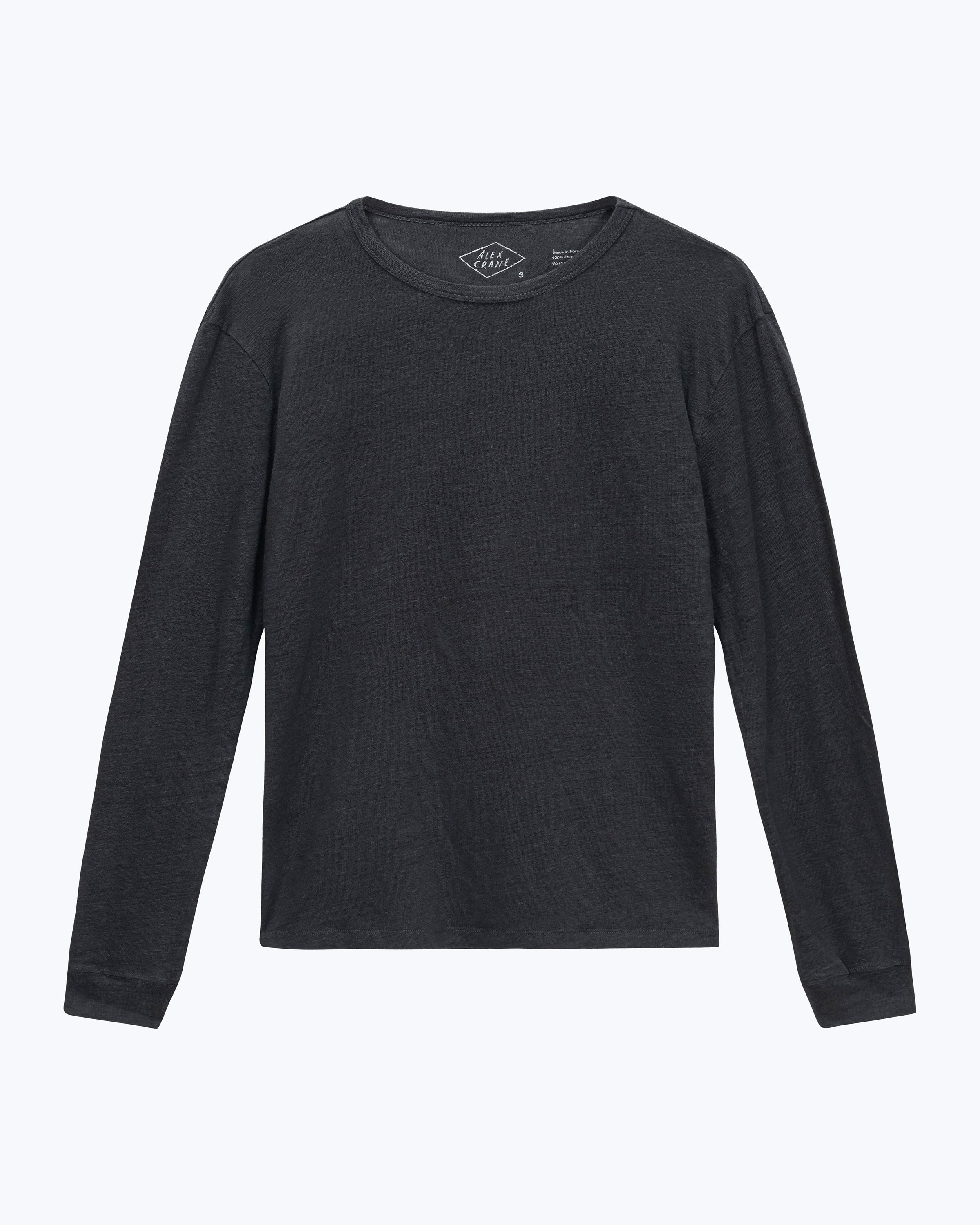 Sun Knit Linen Long Sleeve T-Shirt - Sustainable French Linen / Black Night