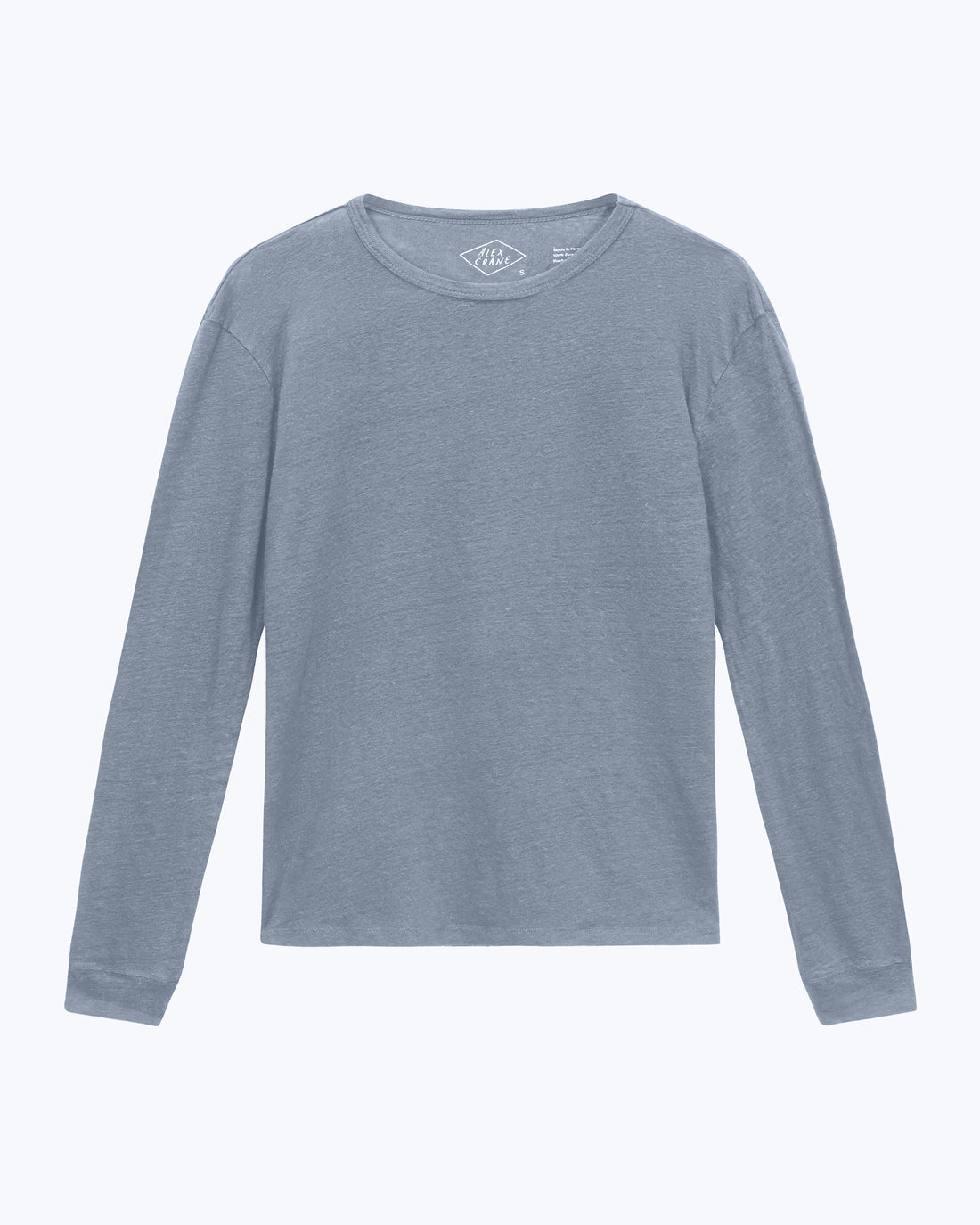 Sun Knit Linen Long Sleeve T-Shirt - Sustainable French Linen / Faded Blue Wave