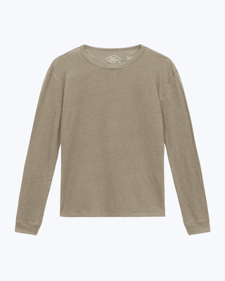Sun Knit Linen Long Sleeve T-Shirt - Sustainable French Linen / Brownish Green Tank