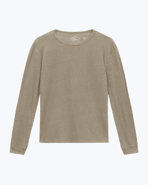 Sun Knit Linen Long Sleeve T-Shirt - Sustainable French Linen / Brownish Green Tank