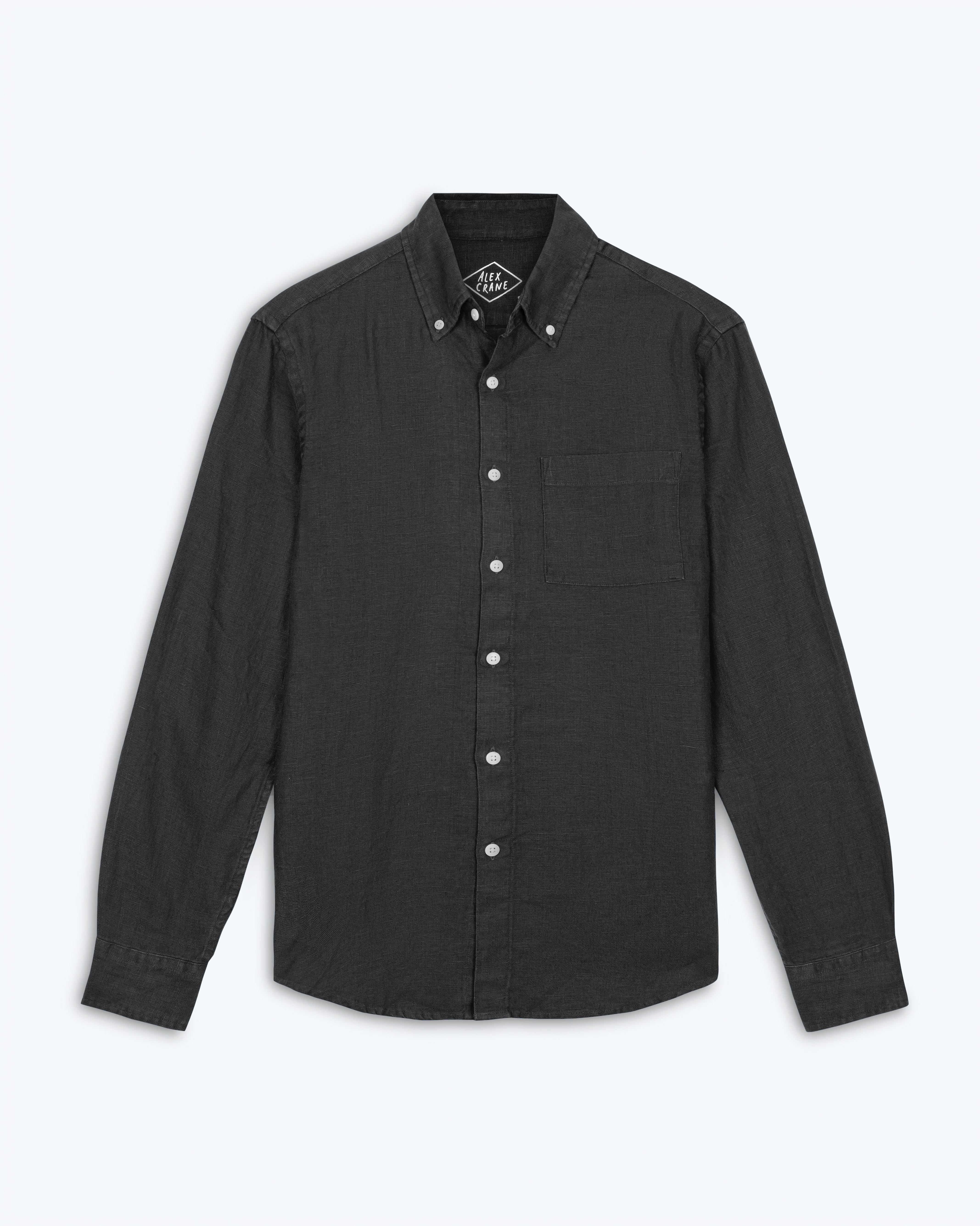 Playa Linen Button-Down Shirt - Sustainable French Linen / Black Night