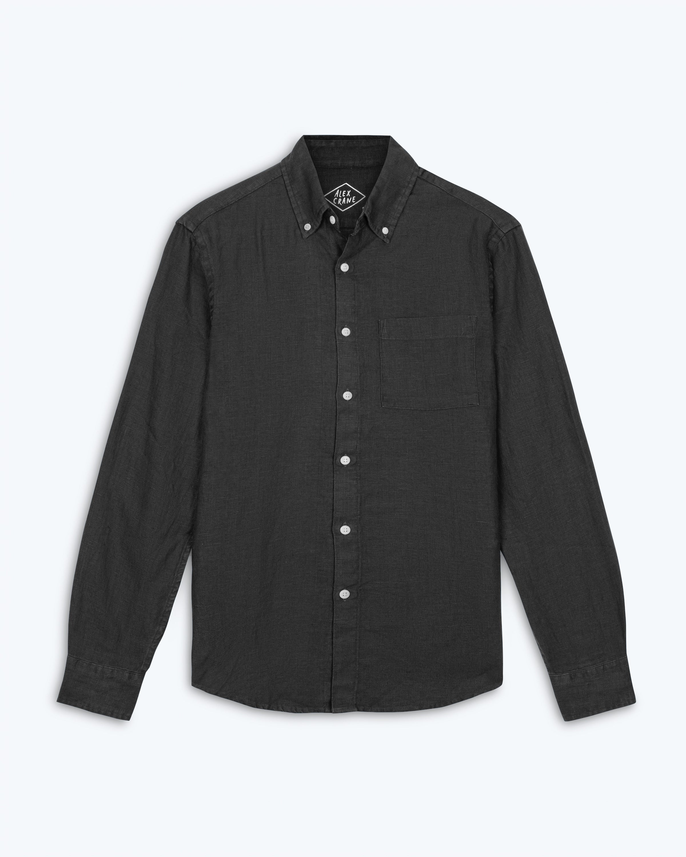 Playa Linen Button-Down Shirt - Sustainable French Linen / Black Night