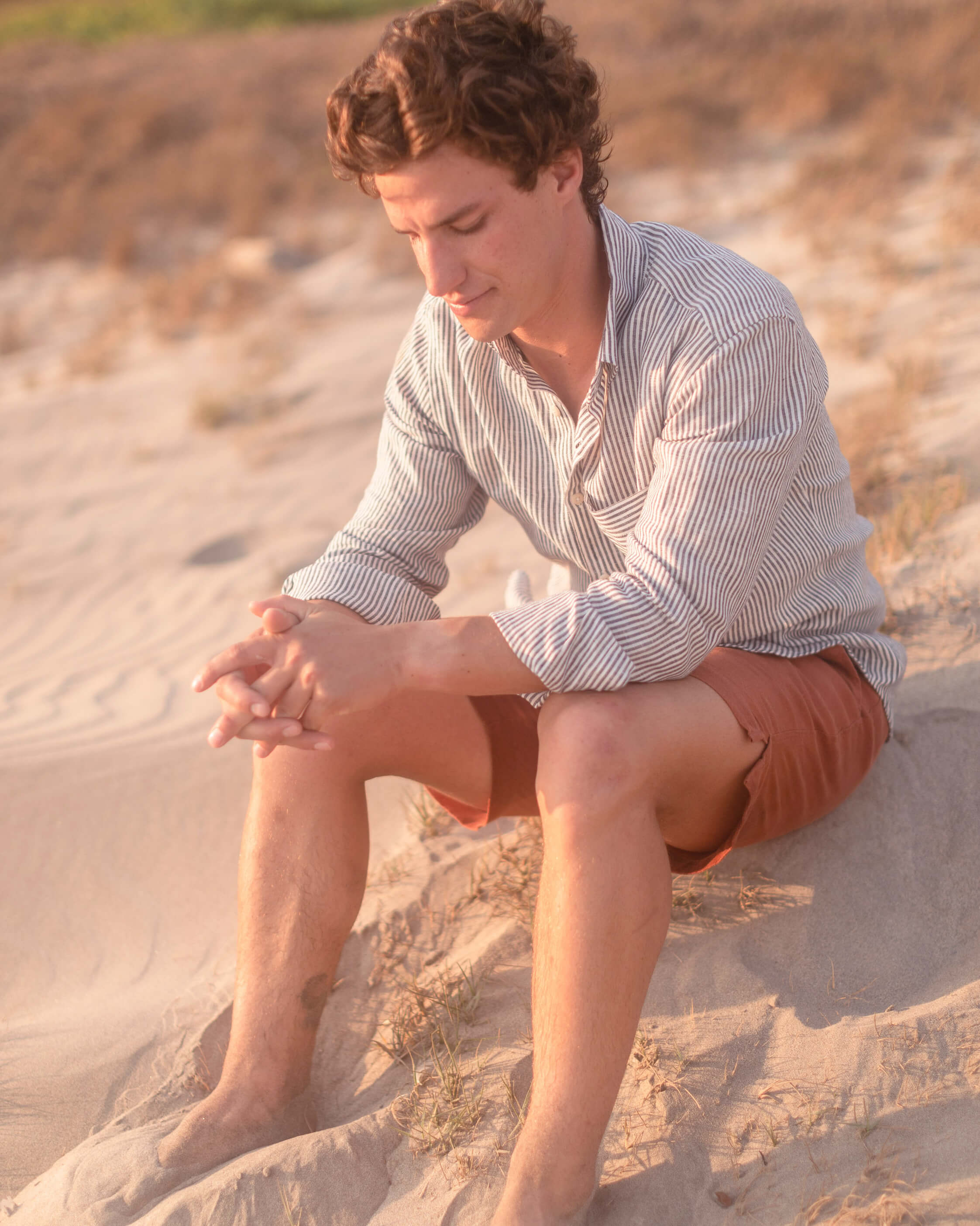 Bo Linen Drawstring Shorts - Sustainable French Linen / Faded Red Sequoia