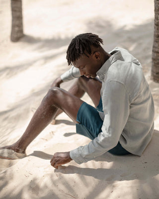 Playa Linen Button-Down Shirt - Sustainable French Linen / Faded Silver Steel