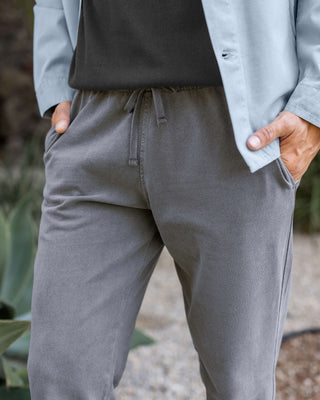 Caza Slubbly Organic Cotton Drawstring Pants / Faded Grey Slate