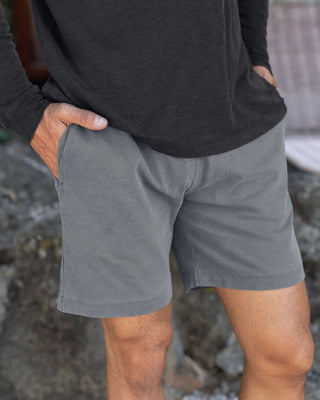 Caza Slubbly Organic Cotton Drawstring Shorts / Faded Grey Slate