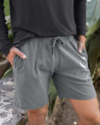 Caza Slubbly Organic Cotton Drawstring Shorts / Faded Grey Slate