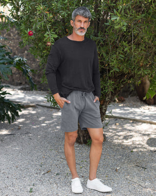 Caza Slubbly Organic Cotton Drawstring Shorts / Faded Grey Slate