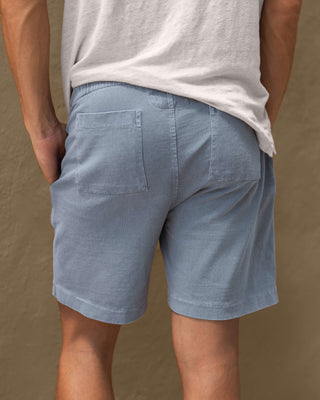Caza Slubbly Organic Cotton Drawstring Shorts / Faded Blue Wave