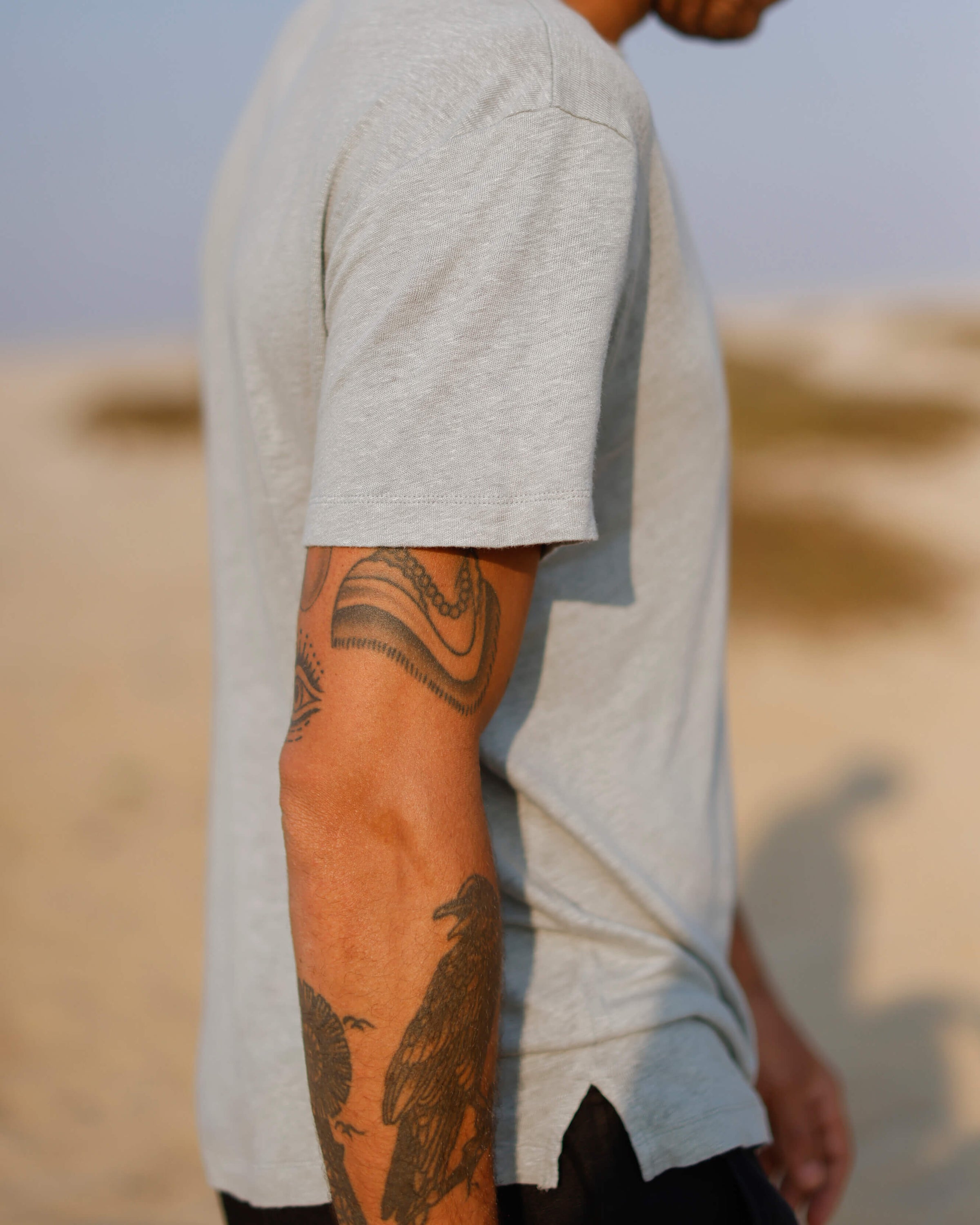 Sun Knit Linen T-Shirt - Sustainable French Linen / Faded Silver Steel
