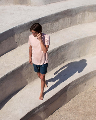 Sun Knit Linen T-Shirt - Sustainable French Linen / Faded Pink Watermelon