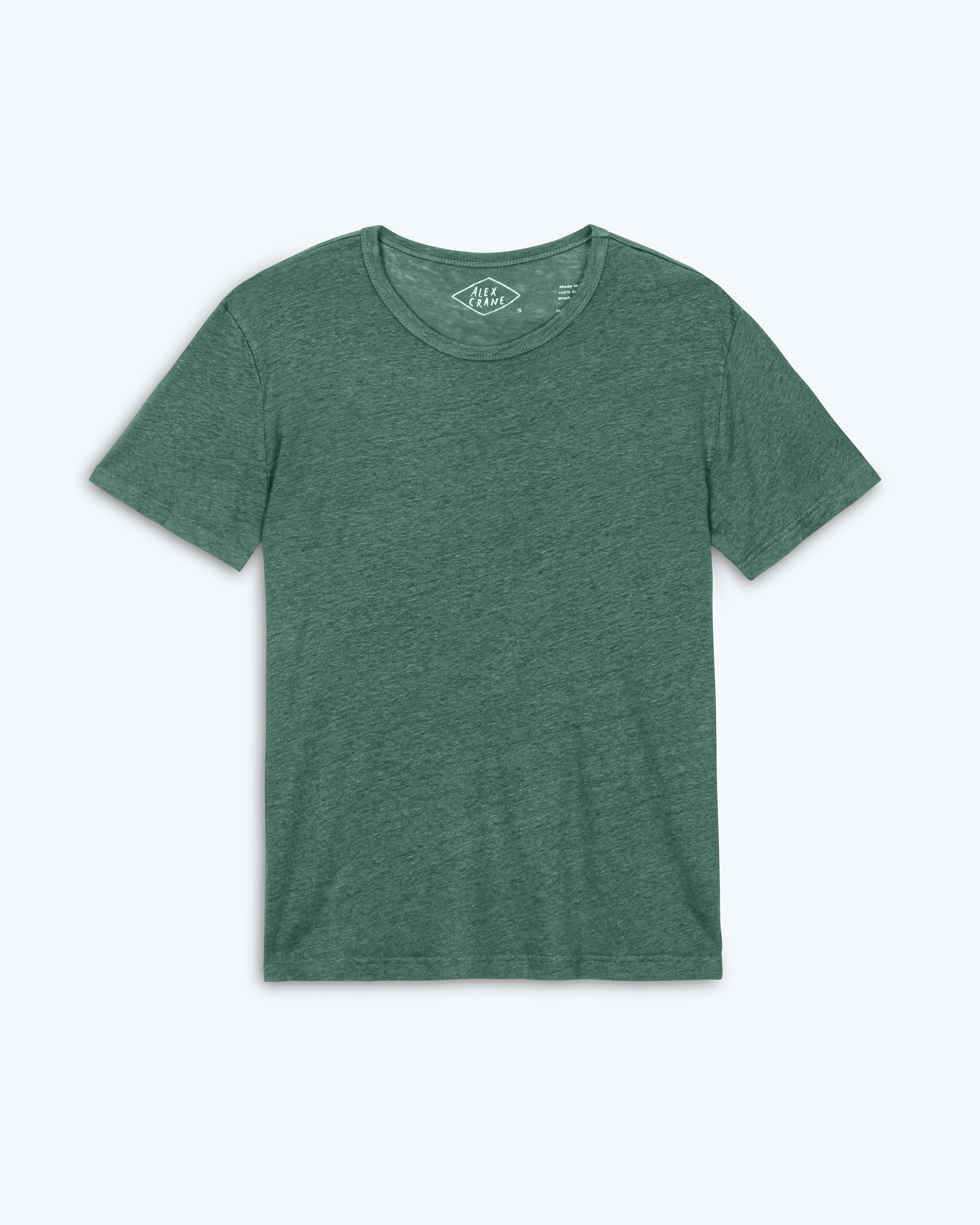 Sun Knit Linen T-Shirt - Sustainable French Linen / Forest Green Pine