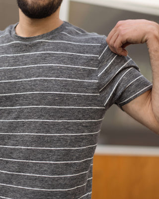 Sun Knit Linen T-Shirt - Sustainable French Linen / Chalk Stripe