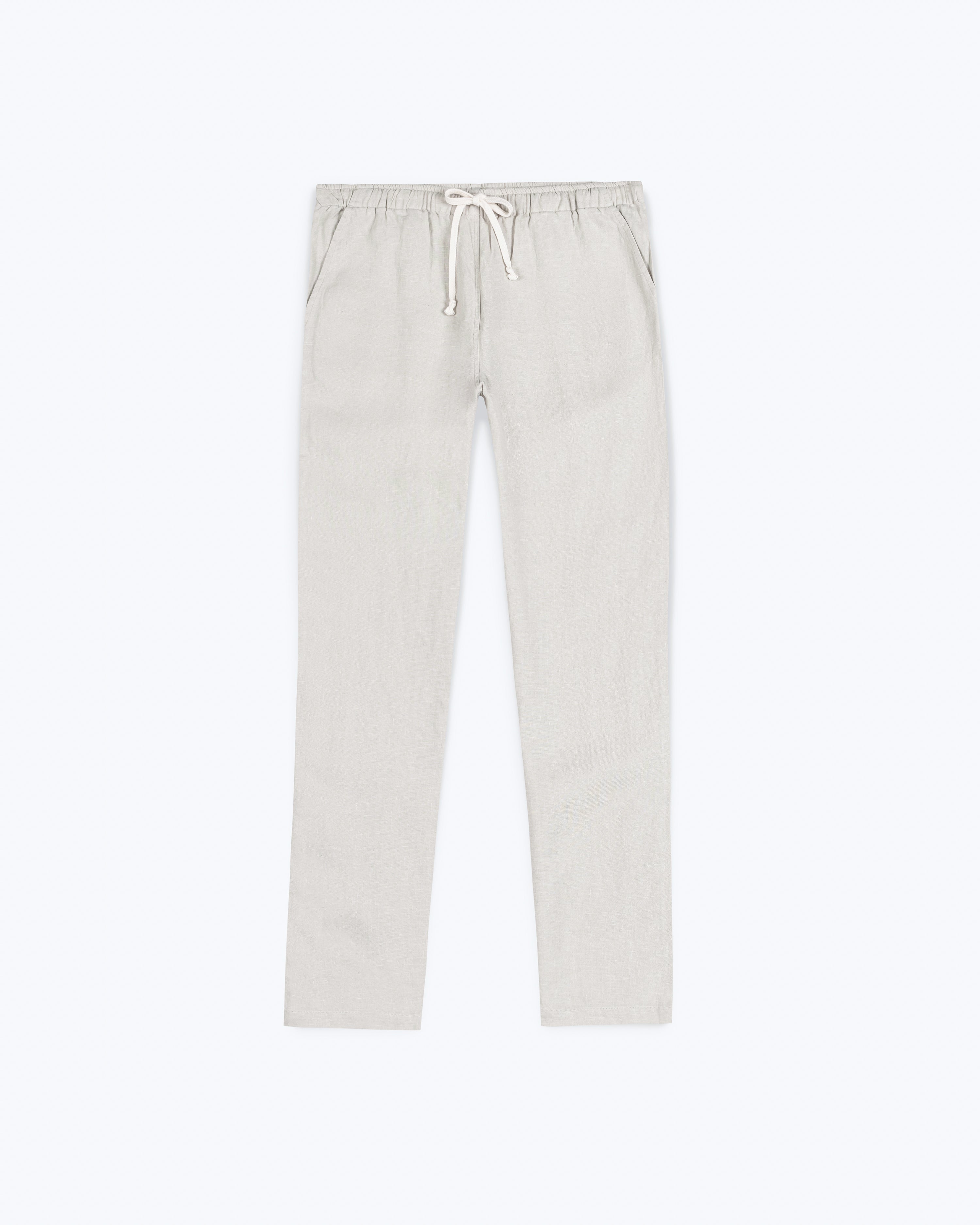 Bo Linen Drawstring Pants - Sustainable French Linen / Natural Bone