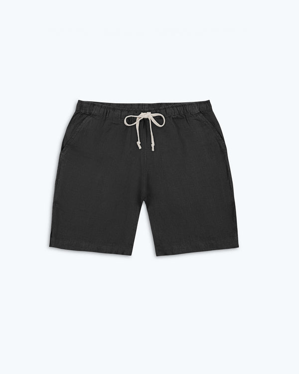 Bo Linen Drawstring Shorts - Sustainable French Linen / Black Night
