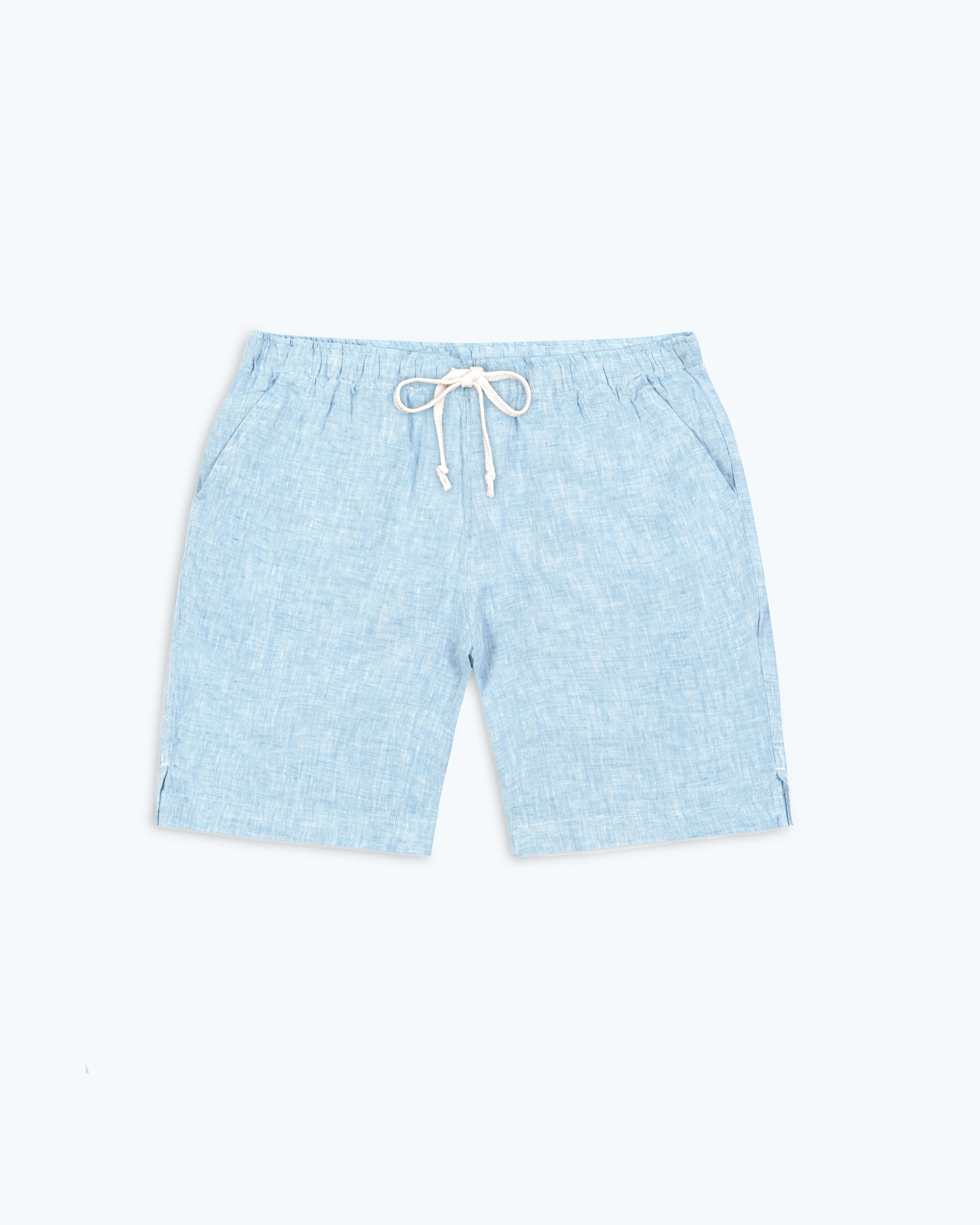 Bo Linen Drawstring Shorts - Sustainable French Linen / Heather Blue Sky