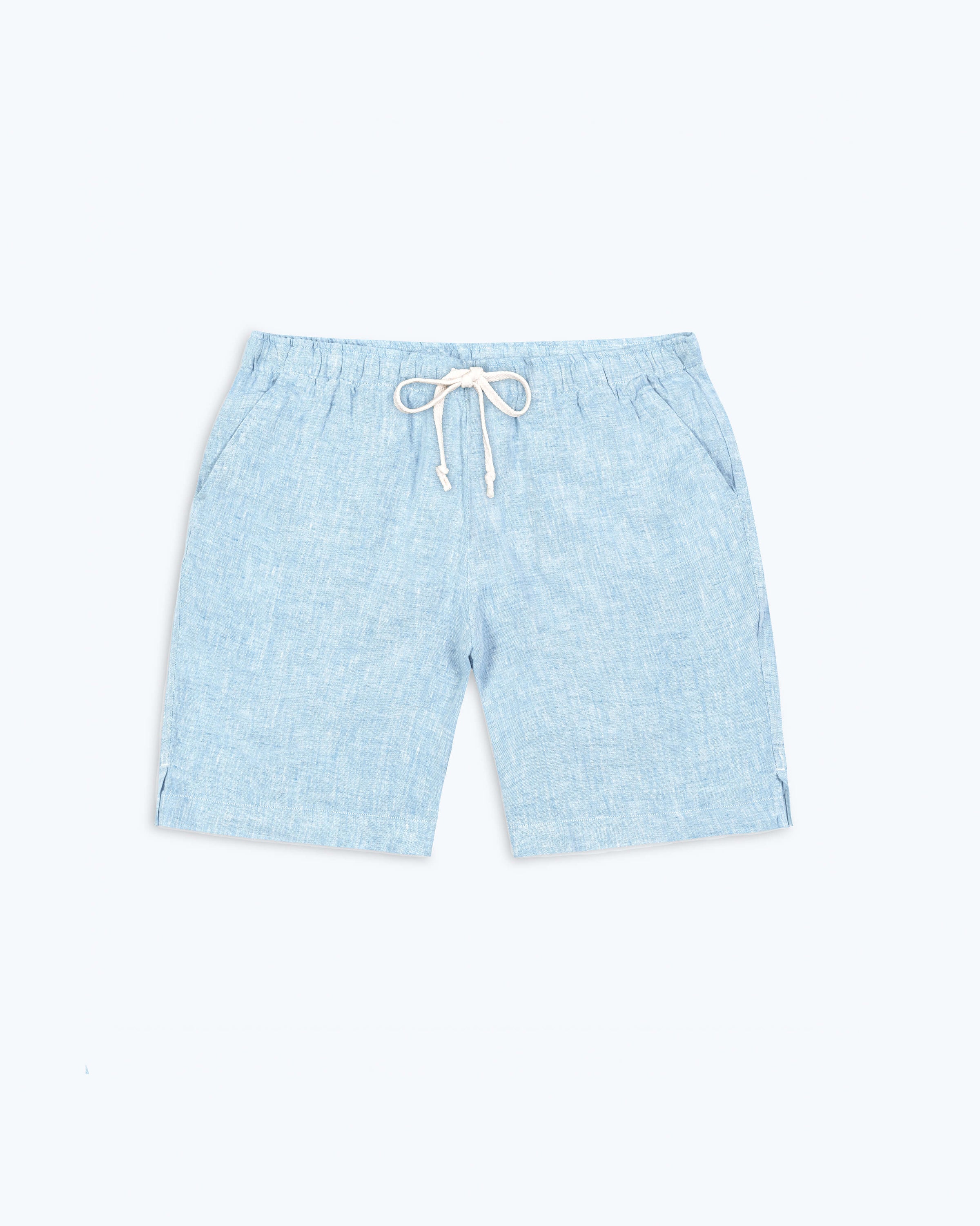 Bo Linen Drawstring Shorts - Sustainable French Linen / Heather Blue Sky