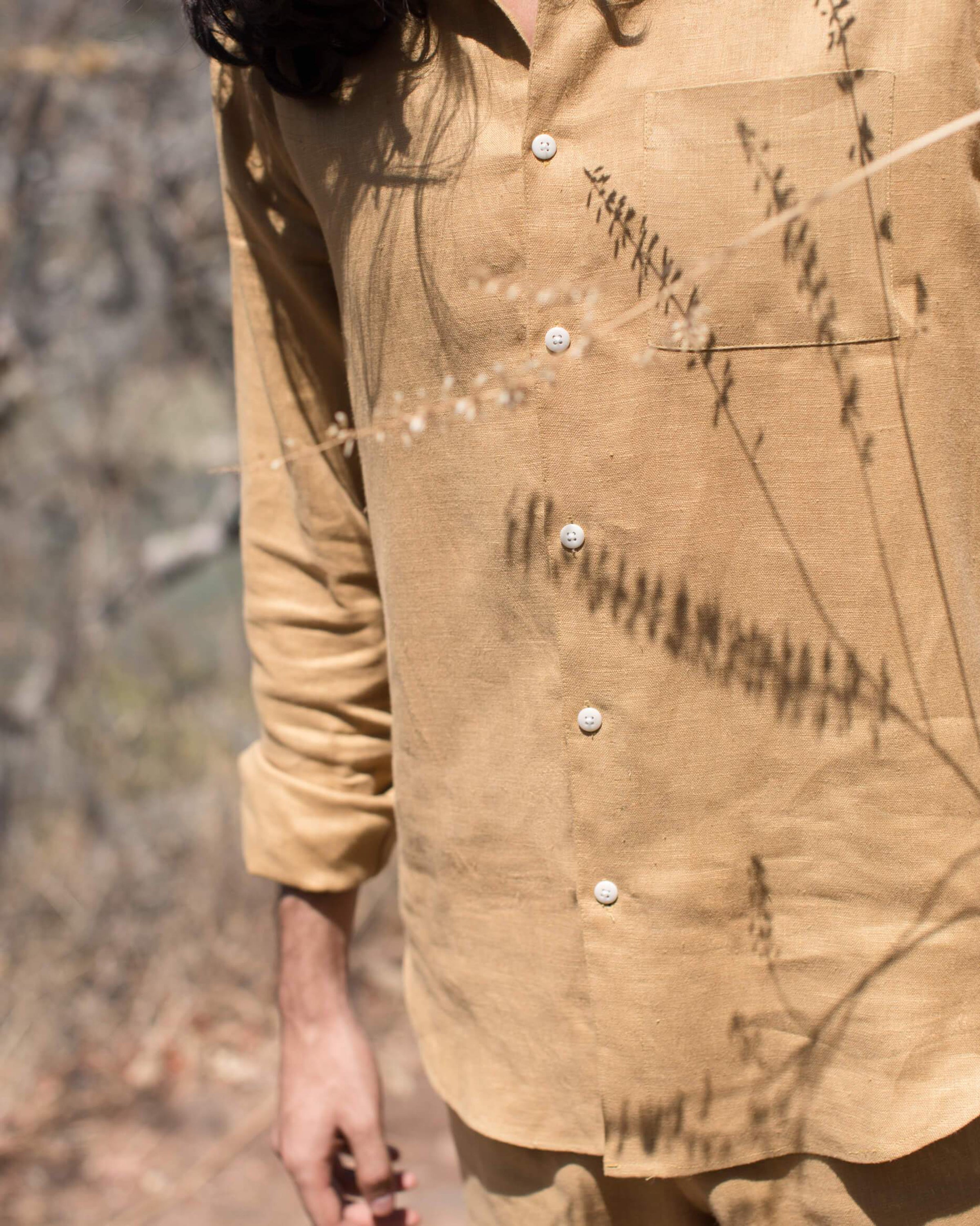 Playa Linen Button-Down Shirt - Sustainable French Linen / Gold Yellow