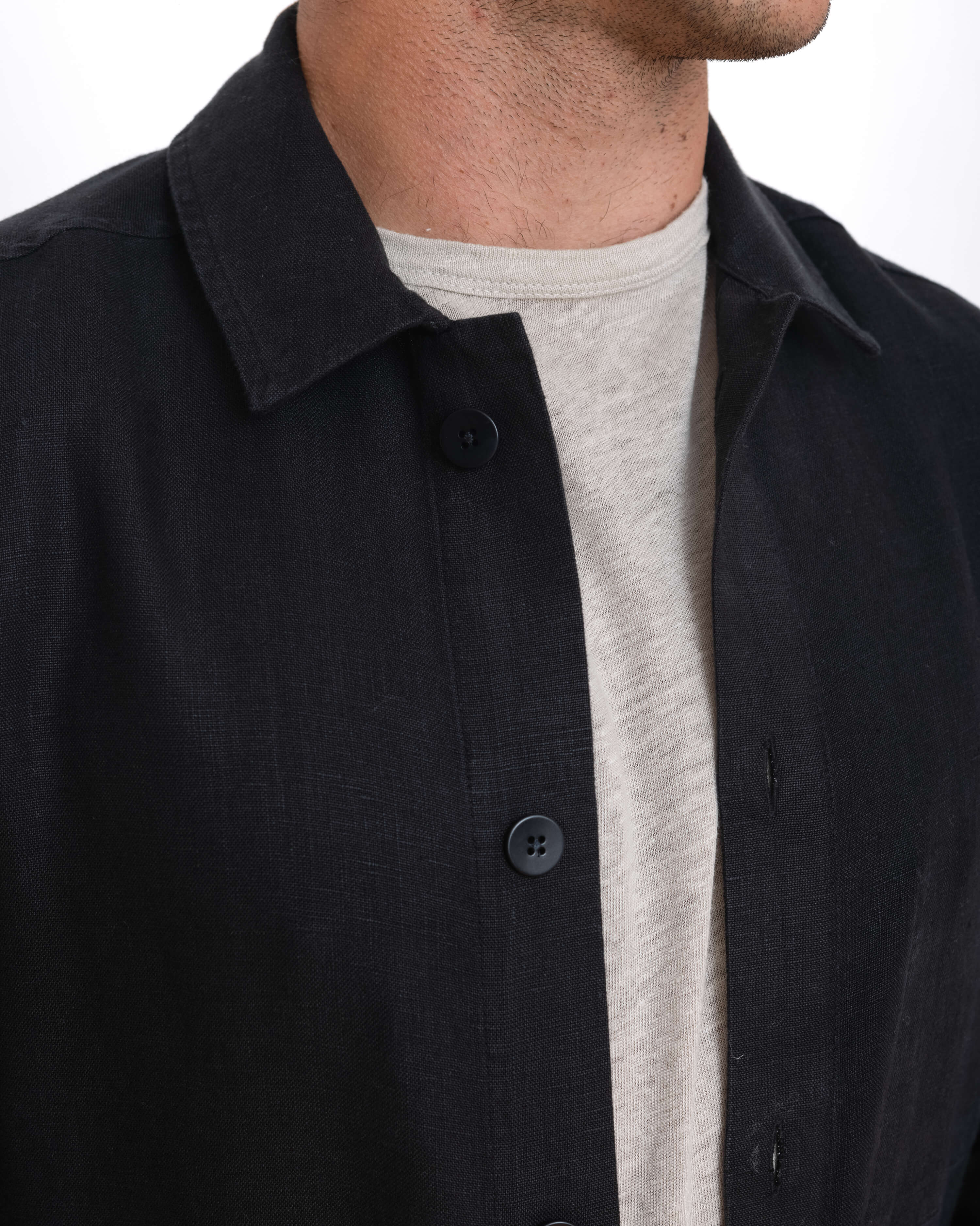 Kite Linen Chore Coat - Sustainable French Linen / Black Night