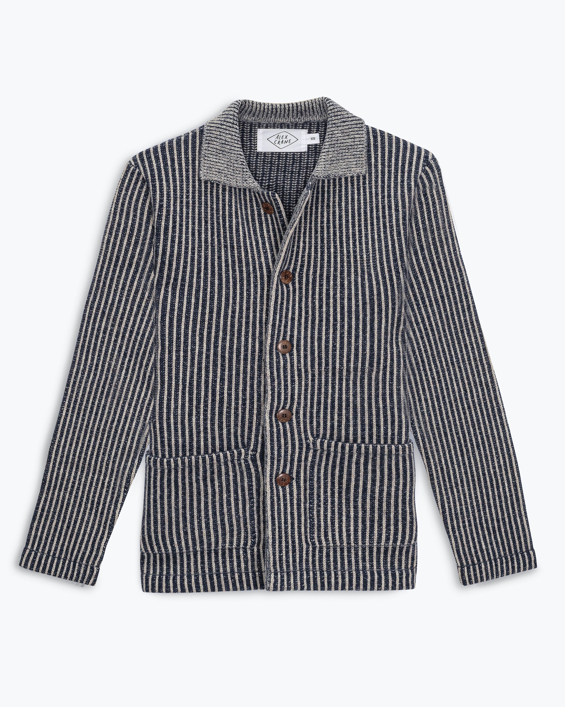 Knit Kite Heavyweight Merino Wool Jacket / Blue and White Stripe Lines
