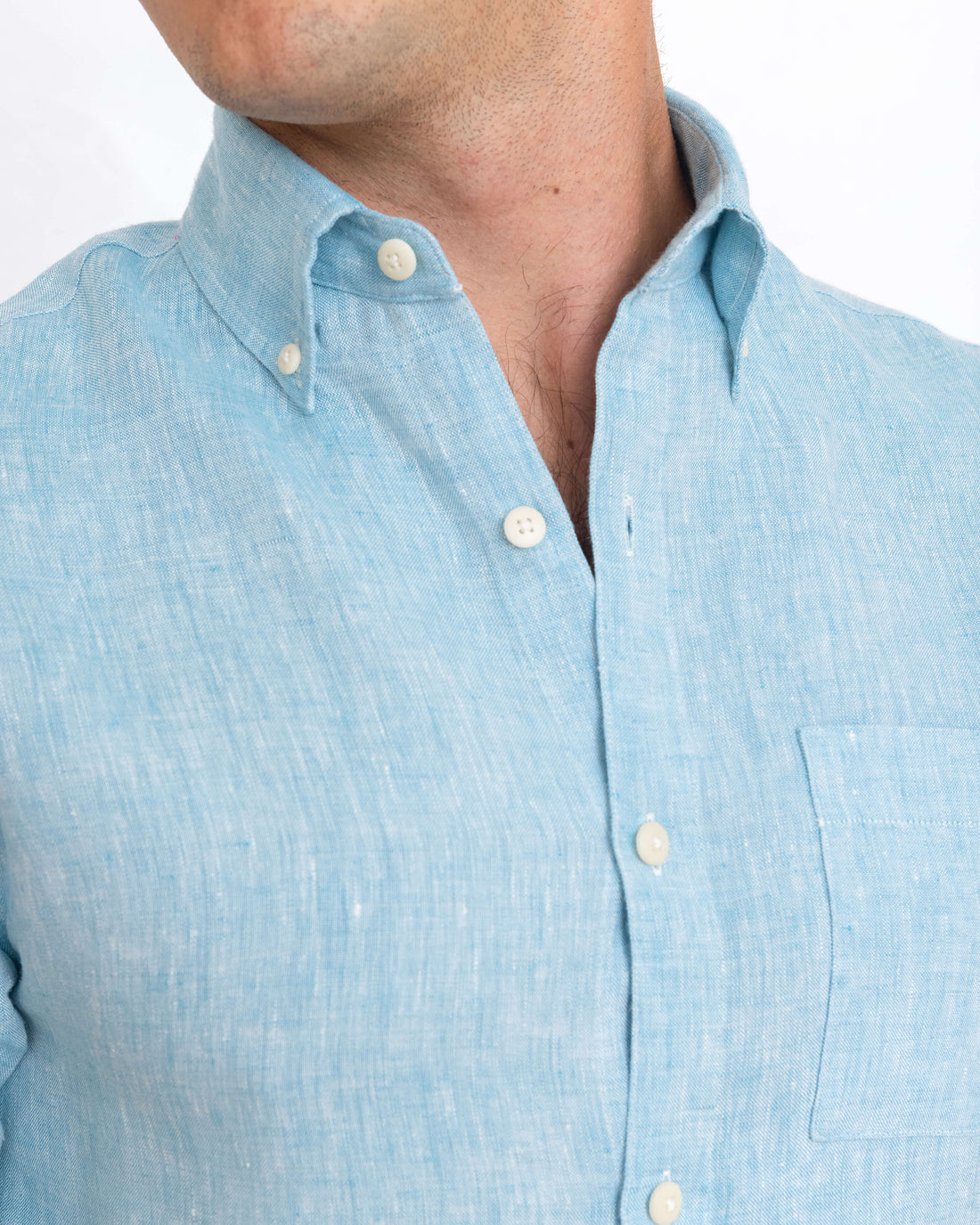 Playa Linen Button-Down Shirt - Sustainable French Linen / Hearther Blue Sky S by Alex Crane Playa Linen Button-Down Shirt - Sustainable French Linen / Hearther Blue Sky S by Alex Crane