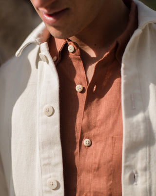 Playa Linen Button-Down Shirt - Sustainable French Linen / Faded Red Sequoia