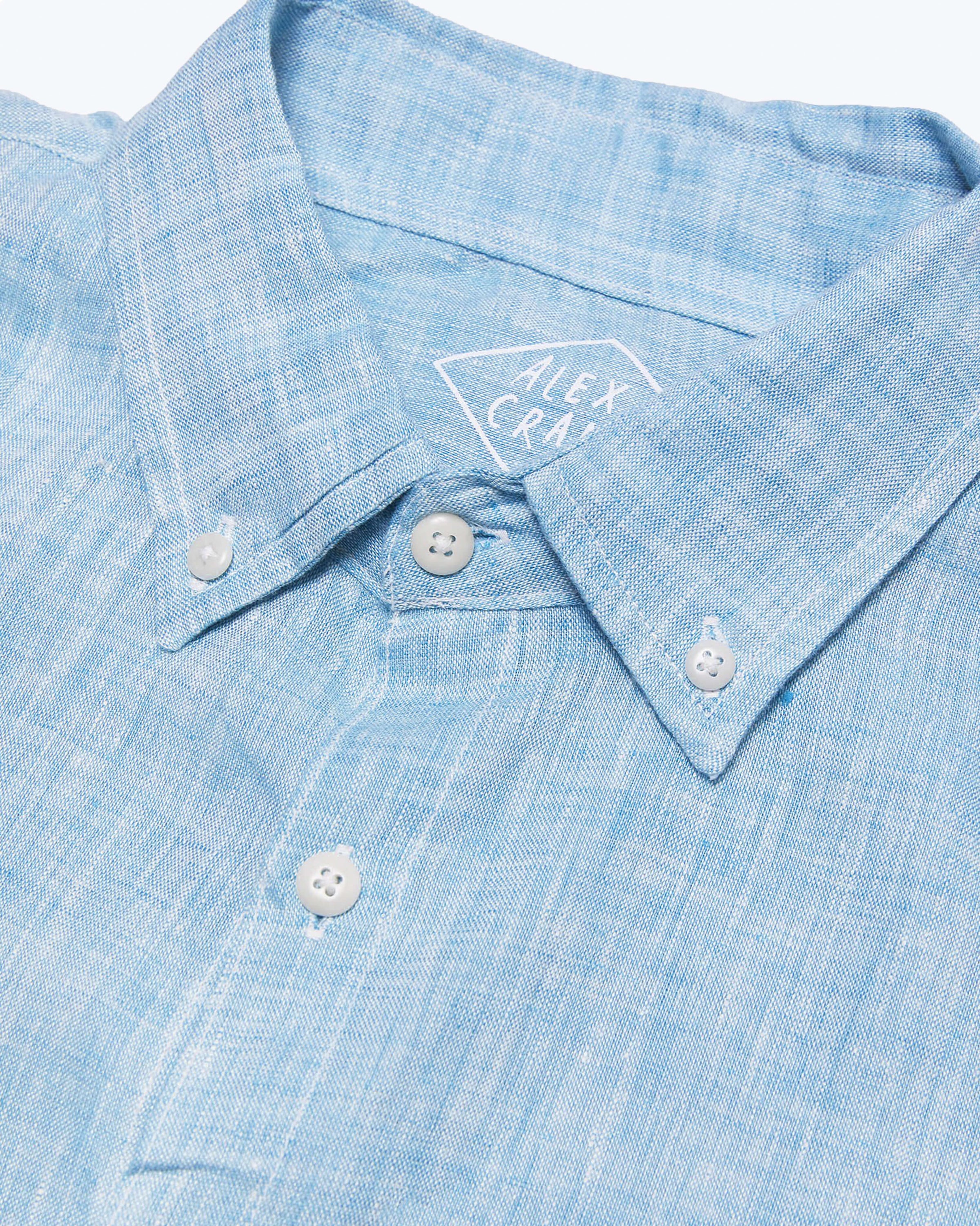 Playa Linen Button-Down Shirt - Sustainable French Linen / Hearther Blue Sky