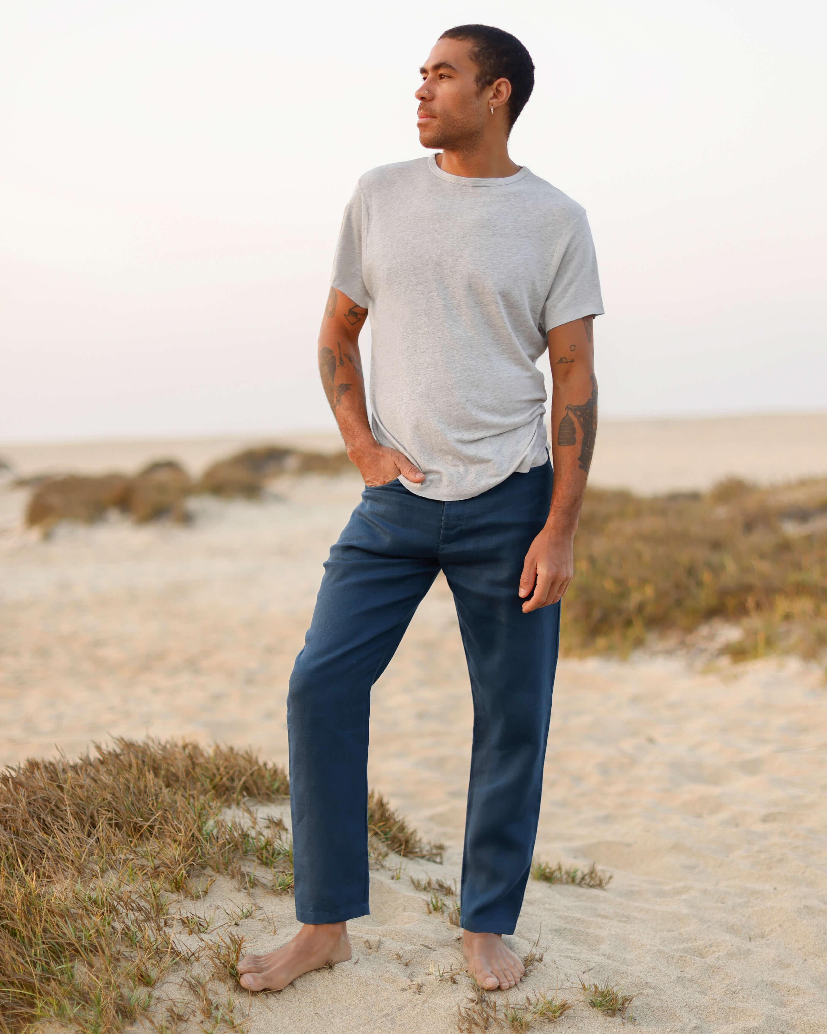 Cham Linen Pants - Sustainable French Linen / Dusk Blue – Alex Crane