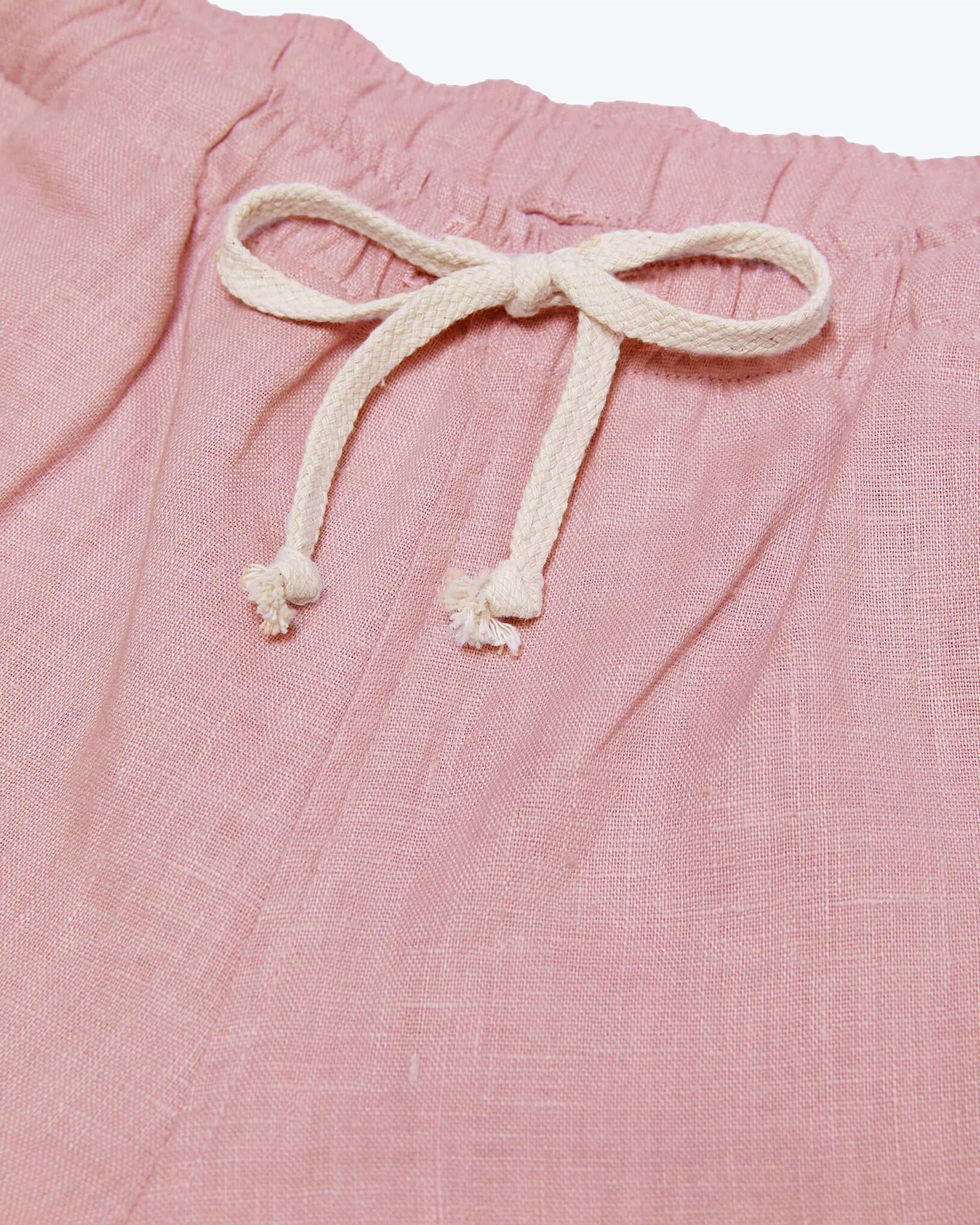 Bo Linen Drawstring Shorts - Sustainable French Linen / Faded Pink Watermelon
