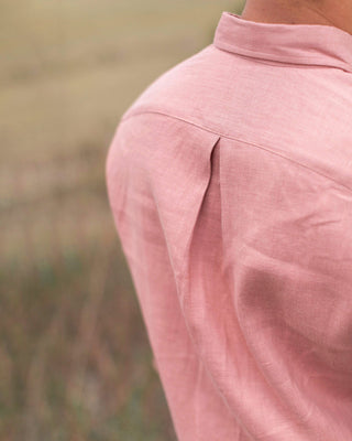 Playa Linen Button-Down Shirt - Sustainable French Linen / Faded Pink Watermelon